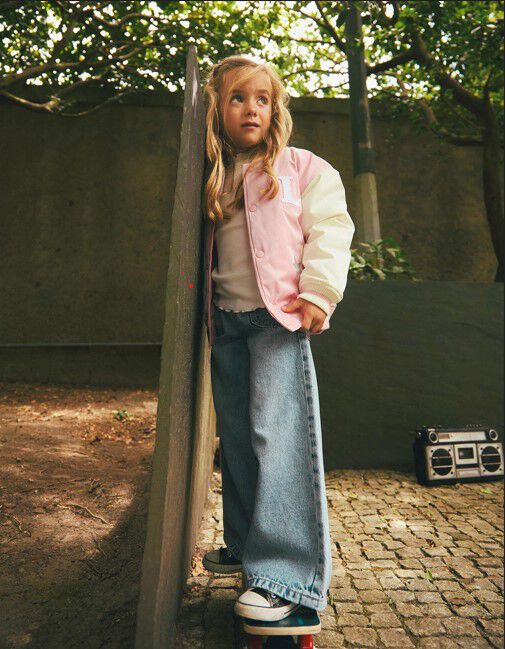 Calças de Ganga Wide Leg, Menina, Azul Claro 